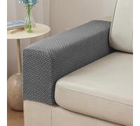YongXinMY 2pcs Couch Arm Covers - Stretch Grid Slipcovers Furniture Protector Solid Color Thick Fabric Sofa Armrest Caps for Anti-Dust Daily Use Home Living Room Office Decor (Ocean Blue,2pcs)