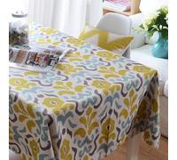 YongXinMY Boho Geometric Patterned Tablecloth - Nordic Cotton Linen Table Cover with Warm Tones Dust-Proof Washable Rectangular Cloth for Dining Room Kitchen Party Picnic (#1,85x145cm)