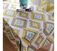 YongXinMY Boho Geometric Patterned Tablecloth - Nordic Cotton Linen Table Cover with Warm Tones Dust-Proof Washable Rectangular Cloth for Dining Room Kitchen Party Picnic (#6,100x145cm)