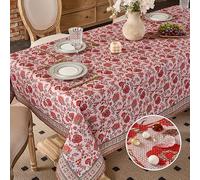 YongXinMY Boho Style Waterproof Tablecloth - Rectangular Vintage Farmhouse Table Cover Thick Durable Oil Resistant Wrinkle Resistant Fabric for Dining Kitchen Picnic Party Home Decor (#2,140x260cm)