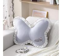 YongXinMY Butterfly Pillow with Lace Trim Decorative - Summer Cooling Ice Silk Throw Pillow, Soft Stuffed Animal Support Cushion for Sofa Couch Bed Bedroom Living Room Home Decor (#9,One Size)