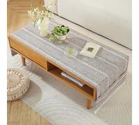 YongXinMY Cotton Linen Rectangular Tablecloth for Living Room - Simple TV Cabinet Mat, Coffee Tablecloth with Pockets, Tassel Fringe Cover for Tea Table Dining Hall Fridge Top Cover (Brown,60x160cm)