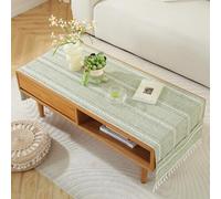 YongXinMY Cotton Linen Rectangular Tablecloth for Living Room - Simple TV Cabinet Mat, Coffee Tablecloth with Pockets, Tassel Fringe Cover for Tea Table Dining Hall Fridge Top Cover (Green,50x140cm)