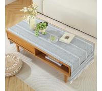 YongXinMY Cotton Linen Rectangular Tablecloth for Living Room - Simple TV Cabinet Mat, Coffee Tablecloth with Pockets, Tassel Fringe Cover for Tea Table Dining Hall Fridge Top Cover (Gray,50x140cm)