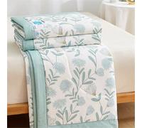 YongXinMY Cotton Quilted Bedspreads Single Double King Size - Summer Reversible AB Design Quilted Throw Blanket Lightweight Cooling Breathable Bed Cover for Bedroom Decor (Daisy,200x230cm)