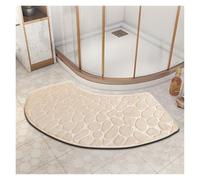 YongXinMY Curved Bath Mat - Modern Fan-Shaped Pebble Emboss Bathroom Rug Soft Absorbent Anti-Dirt Non-Slip Quick-Dry Mat for Toilet Shower Tub Entryway Hallway Home Use (Beige)