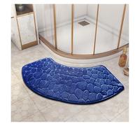 YongXinMY Curved Bath Mat - Modern Fan-Shaped Pebble Emboss Bathroom Rug Soft Absorbent Anti-Dirt Non-Slip Quick-Dry Mat for Toilet Shower Tub Entryway Hallway Home Use (Blue)