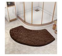 YongXinMY Curved Bath Mat - Modern Fan-Shaped Pebble Emboss Bathroom Rug Soft Absorbent Anti-Dirt Non-Slip Quick-Dry Mat for Toilet Shower Tub Entryway Hallway Home Use (Coffee)