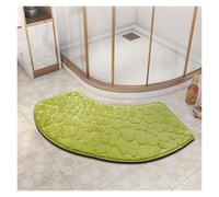 YongXinMY Curved Bath Mat - Modern Fan-Shaped Pebble Emboss Bathroom Rug Soft Absorbent Anti-Dirt Non-Slip Quick-Dry Mat for Toilet Shower Tub Entryway Hallway Home Use (Green)