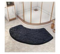 YongXinMY Curved Bath Mat - Modern Fan-Shaped Pebble Emboss Bathroom Rug Soft Absorbent Anti-Dirt Non-Slip Quick-Dry Mat for Toilet Shower Tub Entryway Hallway Home Use (Black)