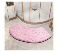 YongXinMY Curved Bath Mat - Modern Fan-Shaped Pebble Emboss Bathroom Rug Soft Absorbent Anti-Dirt Non-Slip Quick-Dry Mat for Toilet Shower Tub Entryway Hallway Home Use (Light Pink)