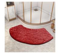 YongXinMY Curved Bath Mat - Modern Fan-Shaped Pebble Emboss Bathroom Rug Soft Absorbent Anti-Dirt Non-Slip Quick-Dry Mat for Toilet Shower Tub Entryway Hallway Home Use (Red)