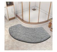 YongXinMY Curved Bath Mat - Modern Fan-Shaped Pebble Emboss Bathroom Rug Soft Absorbent Anti-Dirt Non-Slip Quick-Dry Mat for Toilet Shower Tub Entryway Hallway Home Use (Light Grey)