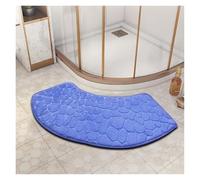 YongXinMY Curved Bath Mat - Modern Fan-Shaped Pebble Emboss Bathroom Rug Soft Absorbent Anti-Dirt Non-Slip Quick-Dry Mat for Toilet Shower Tub Entryway Hallway Home Use (Light Blue)