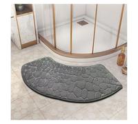 YongXinMY Curved Bath Mat - Modern Fan-Shaped Pebble Emboss Bathroom Rug Soft Absorbent Anti-Dirt Non-Slip Quick-Dry Mat for Toilet Shower Tub Entryway Hallway Home Use (Grey)