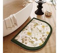 YongXinMY Curved Bathroom Rugs - Stain-Resistant American Style Retro Print Carpet, Absorbent Faux Cashmere Bath Mat, Non-Slip Quick-Dry Shower Rug for Bathroom, Toilet Home Decor(#16,50x80cm)