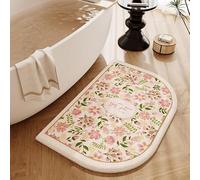 YongXinMY Curved Bathroom Rugs - Stain-Resistant American Style Retro Print Carpet, Absorbent Faux Cashmere Bath Mat, Non-Slip Quick-Dry Shower Rug for Bathroom, Toilet Home Decor(#12,45x70cm)