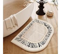 YongXinMY Curved Bathroom Rugs - Stain-Resistant American Style Retro Print Carpet, Absorbent Faux Cashmere Bath Mat, Non-Slip Quick-Dry Shower Rug for Bathroom, Toilet Home Decor(#13,45x70cm)
