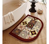 YongXinMY Curved Bathroom Rugs - Stain-Resistant American Style Retro Print Carpet, Absorbent Faux Cashmere Bath Mat, Non-Slip Quick-Dry Shower Rug for Bathroom, Toilet Home Decor(#10,40x100cm)