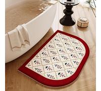 YongXinMY Curved Bathroom Rugs - Stain-Resistant American Style Retro Print Carpet, Absorbent Faux Cashmere Bath Mat, Non-Slip Quick-Dry Shower Rug for Bathroom, Toilet Home Decor(#9,60x90cm)