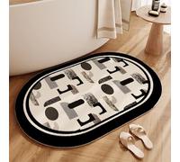 YongXinMY Curved Bathroom Rugs - Stain-Resistant American Style Retro Print Carpet, Absorbent Faux Cashmere Bath Mat, Non-Slip Quick-Dry Shower Rug for Bathroom, Toilet Home Decor(#8,60x90cm)