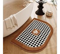 YongXinMY Curved Bathroom Rugs - Stain-Resistant American Style Retro Print Carpet, Absorbent Faux Cashmere Bath Mat, Non-Slip Quick-Dry Shower Rug for Bathroom, Toilet Home Decor(#15,40x60cm)