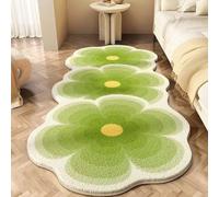 YongXinMY Cute Flower Bath Mat - Faux Cashmere Floral Shaped Decorative Throw Blanket Soft Absorbent Non Slip Durable Rug for Bedside Sofa Coffee Table Bay Window Floor (Style 2-green,60 * 180cm)