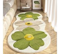 YongXinMY Cute Flower Bath Mat - Faux Cashmere Floral Shaped Decorative Throw Blanket Soft Absorbent Non Slip Durable Rug for Bedside Sofa Coffee Table Bay Window Floor (Style 1-green,40 * 120cm)
