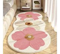 YongXinMY Cute Flower Bath Mat - Faux Cashmere Floral Shaped Decorative Throw Blanket Soft Absorbent Non Slip Durable Rug for Bedside Sofa Coffee Table Bay Window Floor (Style 1-pink,60 * 180cm)
