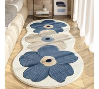 YongXinMY Cute Flower Bath Mat - Faux Cashmere Floral Shaped Decorative Throw Blanket Soft Absorbent Non Slip Durable Rug for Bedside Sofa Coffee Table Bay Window Floor (Style 1-blue,50 * 120cm)