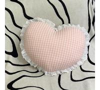 YongXinMY Decorative Throw Pillow - Cute Gingham Lace Plush Cushion Heart Star Moon Cloud Shape Soft Accent Pillow for Sofa Bed Chair Window Seat Bedroom Living Room Decor (Pink Heart)