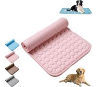 YongXinMY Dog Cooling Mat - Ice Silk Pet Self Cooling Pad for Dogs Cats, Breathable Washable Portable Non Slip Foldable Cooling Bed for Indoor Outdoor Sofa Crate Kennel Floor (XL-100X70CM,Pink)