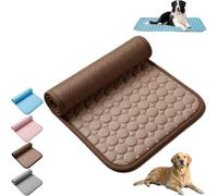 YongXinMY Dog Cooling Mat - Ice Silk Pet Self Cooling Pad for Dogs Cats, Breathable Washable Portable Non Slip Foldable Cooling Bed for Indoor Outdoor Sofa Crate Kennel Floor (S-50X40CM,Coffee)