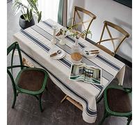 YongXinMY Farmhouse Stripe Tablecloth - Cotton Linen Fabric with Colorblock Stripes Dustproof Rectangular Table Cover for Dining Kitchen Coffee Decor Party Use Home Decor (#2,W150cm x L240cm)