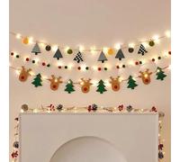 YongXinMY Felt Christmas Garland - Festive Felt Banner with Pom Pom & LED Light String Hanging Decoration for Wall Fireplace Mantel Window Holiday Party Background Home Decor (#2)