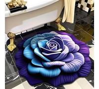 YongXinMY Floral Diatomite Floor Mat - Romantic Large 3D Rose Flower Velvet Soft Plush Absorbent Non-Slip Quick-Dry Bathroom Rug for Toilet Shower Entryway Hallway Home Use (#H,140 * 140cm)