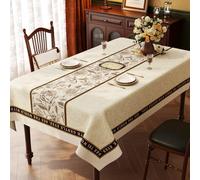 YongXinMY French Rectangle Tablecloth - Waterproof Oilproof Heat Resistant PVC Table Cover, Luxury American Style Washable Dining Table Mat for Kitchen Tea Coffee Table Decor (08,140x220cm)
