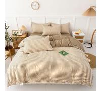 YongXinMY Gingham Duvet Cover Set - Plaid Checkered Brushed Washed Cotton Comforter Cover with Hidden Zipper Reversible AB Design Bedding Set for Student Dorm Bedroom All Season (#4,Bed:1.2m(3pcs))