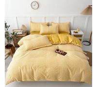 YongXinMY Gingham Duvet Cover Set - Plaid Checkered Brushed Washed Cotton Comforter Cover with Hidden Zipper Reversible AB Design Bedding Set for Student Dorm Bedroom All Season (#2,Bed:1.2m(3pcs))