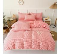 YongXinMY Gingham Duvet Cover Set - Plaid Checkered Brushed Washed Cotton Comforter Cover with Hidden Zipper Reversible AB Design Bedding Set for Student Dorm Bedroom All Season (#1,Bed:1.5m(4pcs))