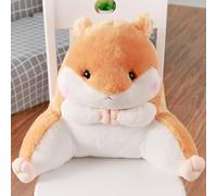 YongXinMY Hamster Reading Pillow with Arms for Teens Adults - Cute Plush Backrest Cushion Soft Stuffed Lumbar Pillow for Sitting Up Bed Sofa Gaming Tatami Floor Relaxing (Khaki,S)