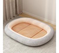 YongXinMY Ice Rattan Cooling Pet Bed - Summer Breathable Woven Cat Dog Mat with PP Cotton Edge Non-Slip Comfort Durable Cooling Pad for Small Pets Home Travel Indoor Outdoor Use (#4,XL)
