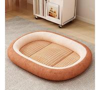 YongXinMY Ice Rattan Cooling Pet Bed - Summer Breathable Woven Cat Dog Mat with PP Cotton Edge Non-Slip Comfort Durable Cooling Pad for Small Pets Home Travel Indoor Outdoor Use (#2,L)