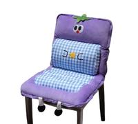YongXinMY Kawaii Chair Cushion with Back Support - Cartoon Plush Seat Pad with Ties Lumbar Support Non Slip Thick Cushions for Office Dorm Gaming Car Sofa Tatami Floor Seating (45 * 90cm,Eggplant#1)