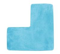 YongXinMY L-Shaped Bath Mat - Corner Shower Rug Soft Coral Fleece Bathroom Floor Mats Non Slip Water Absorbent Carpet Washable for Square Shower Tub Toilet Home Spa Use (Light Blue)