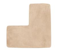 YongXinMY L-Shaped Bath Mat - Corner Shower Rug Soft Coral Fleece Bathroom Floor Mats Non Slip Water Absorbent Carpet Washable for Square Shower Tub Toilet Home Spa Use (Beige)