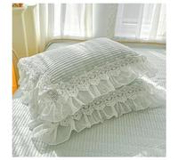 YongXinMY Lace Ruffle Pillow Case Pack of 2 - Princess Style Solid Color Pure Cotton Pillowcases Thickened Soft Breathable Decorative Shams for Bed Bedroom Cottagecore Home Decor (Green)