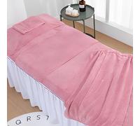 YongXinMY Massage Bed Cover Sheet Set - 5-Piece Microfibre Beauty Bed Cover with Face Hole, Soft Coral Fleece Absorbent Massage Table Sheet Set for Facial Body Skincare Salon Spa (Light Pink)