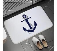 YongXinMY Nautical Anchor Bathroon Runner Rug - Navy Blue White Striped Flannel Doormat Soft Absorbent Quick Dry Non Slip Floor Mat for Bedroom Living Room Kitchen Sofa (#4,40x60cm)