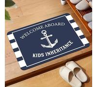 YongXinMY Nautical Anchor Bathroon Runner Rug - Super Absorbent Quick Dry Diatomite Bath Mat Navy Blue Non-Slip Moisture Proof for Bathroom Shower Tub Toilet Sink Front Door (#6,60 * 90cm)